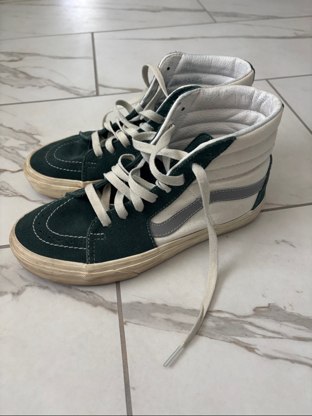 Vans High-Top Sneakers in Dark Green and White